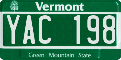 VT license plate YAC198