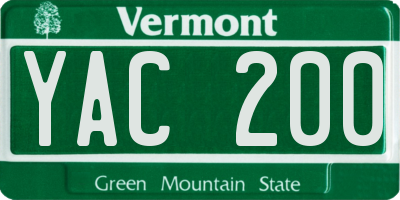 VT license plate YAC200