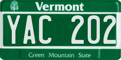VT license plate YAC202