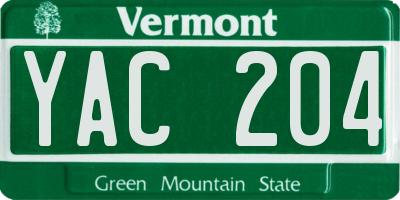 VT license plate YAC204