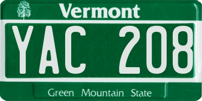 VT license plate YAC208