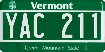 VT license plate YAC211