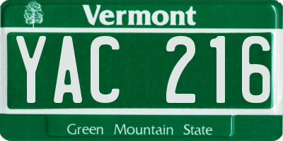VT license plate YAC216