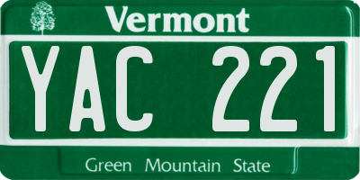 VT license plate YAC221