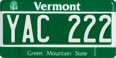 VT license plate YAC222