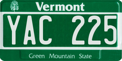 VT license plate YAC225