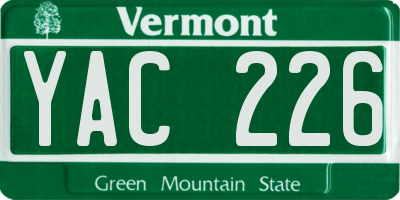 VT license plate YAC226