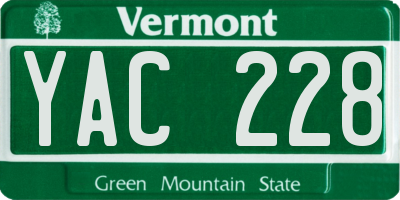 VT license plate YAC228