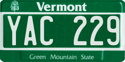 VT license plate YAC229