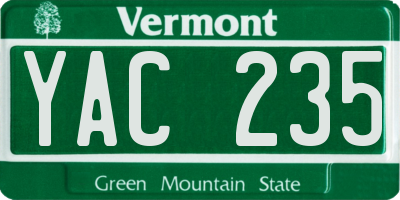 VT license plate YAC235