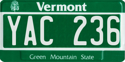 VT license plate YAC236
