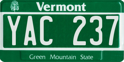 VT license plate YAC237
