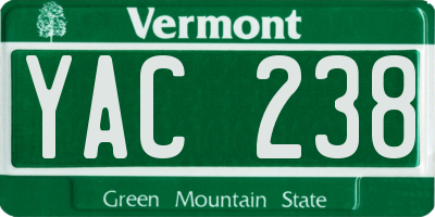 VT license plate YAC238