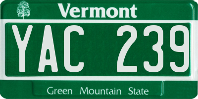 VT license plate YAC239