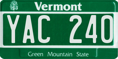 VT license plate YAC240