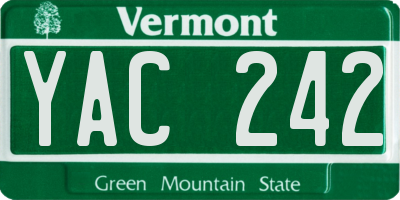 VT license plate YAC242