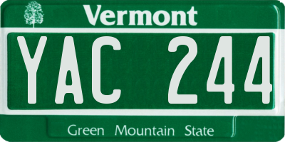 VT license plate YAC244
