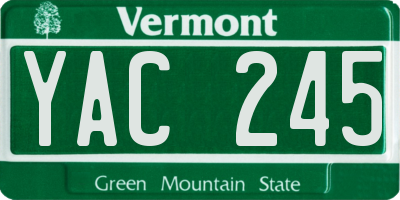 VT license plate YAC245