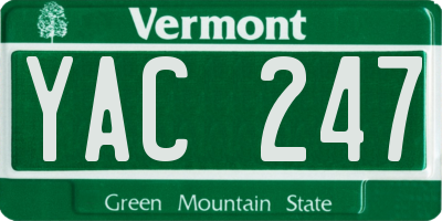 VT license plate YAC247