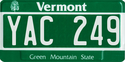VT license plate YAC249