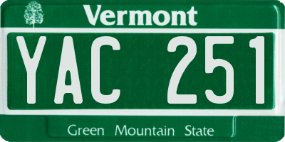 VT license plate YAC251