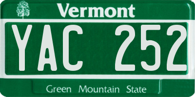 VT license plate YAC252