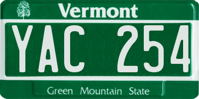 VT license plate YAC254