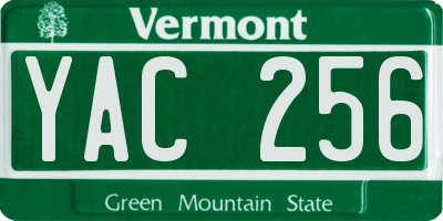 VT license plate YAC256