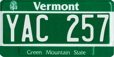 VT license plate YAC257