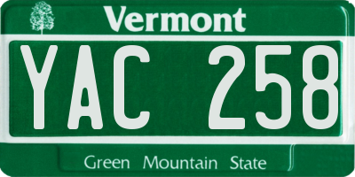 VT license plate YAC258