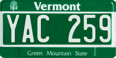VT license plate YAC259