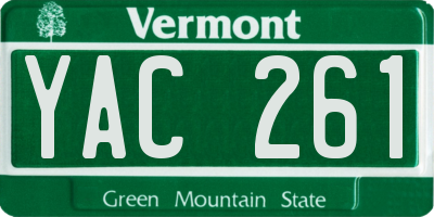 VT license plate YAC261