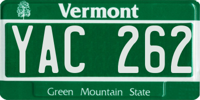 VT license plate YAC262