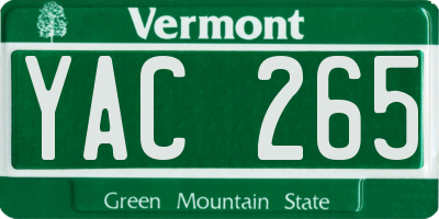 VT license plate YAC265