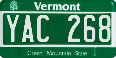 VT license plate YAC268