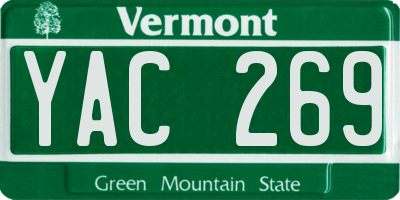 VT license plate YAC269