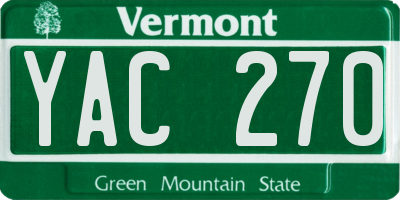 VT license plate YAC270
