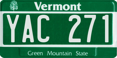 VT license plate YAC271