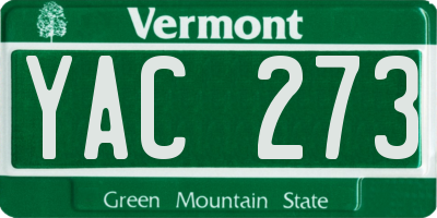 VT license plate YAC273