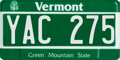VT license plate YAC275