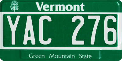 VT license plate YAC276