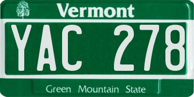 VT license plate YAC278