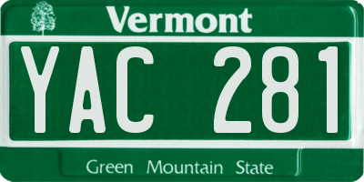 VT license plate YAC281