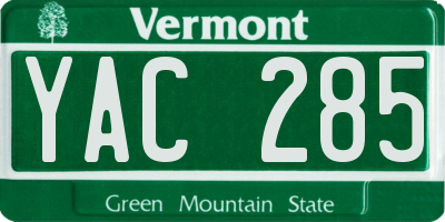 VT license plate YAC285