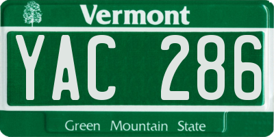 VT license plate YAC286