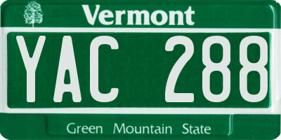 VT license plate YAC288