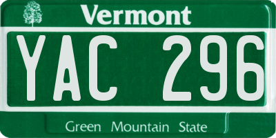 VT license plate YAC296