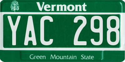 VT license plate YAC298