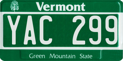 VT license plate YAC299