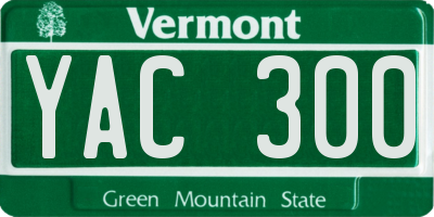 VT license plate YAC300